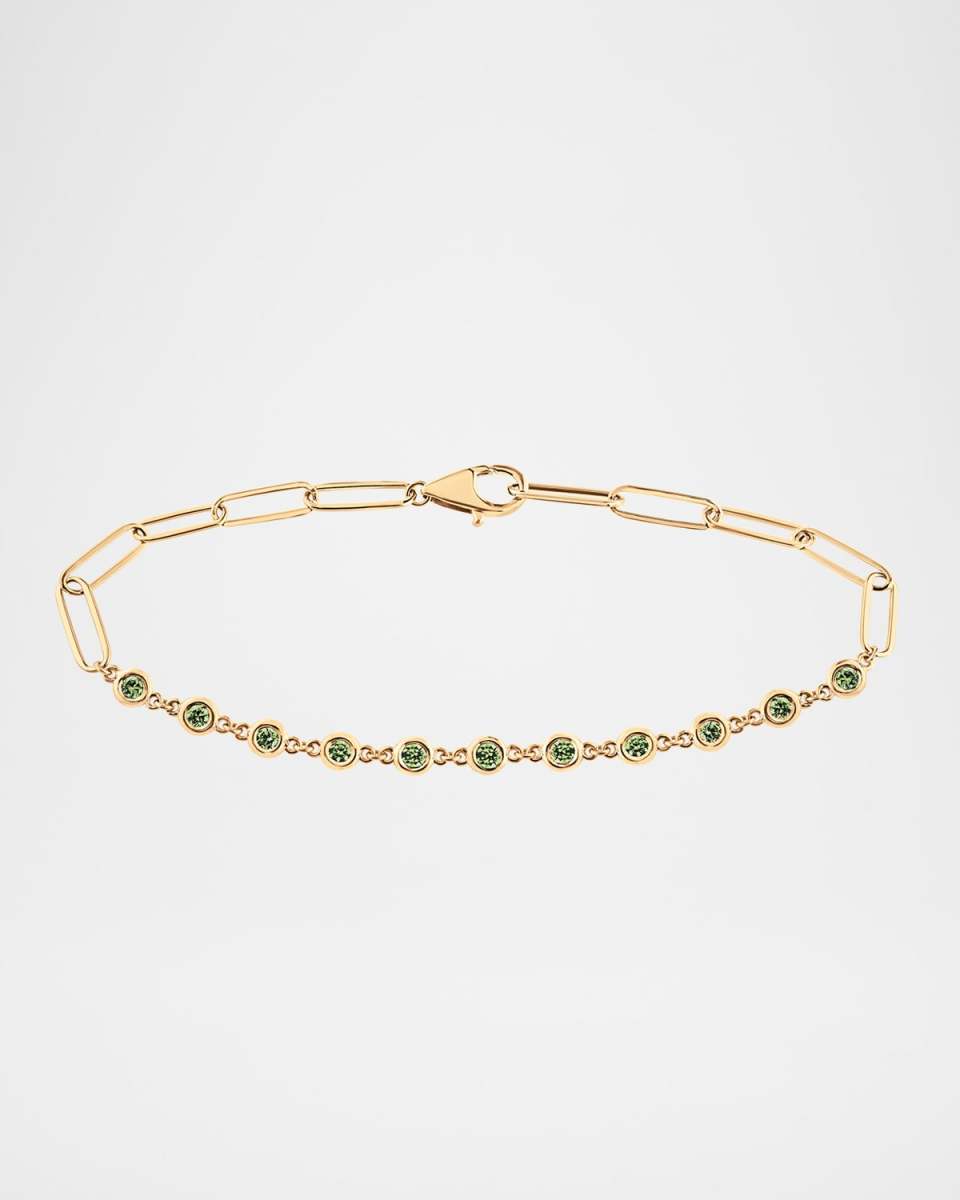 Diamond By The Yard Paperclip 11-Stone Emerald Bracelet, 7"
